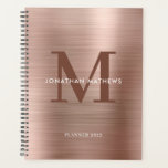 Eenvoudig geborsteld metallisch Roos Gold Classic  Planner<br><div class="desc">Eenvoudig geborsteld metallisch Roos Gold Classic Monogram Planner</div>
