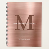 Eenvoudig geborsteld metallisch Roos Gold Classic Planner (Voorkant)