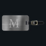 Eenvoudig geborsteld metallisch zilver grijs Bagag Bagagelabel<br><div class="desc">Eenvoudig geborsteld metallisch zilver grijs Bagagelabel</div>