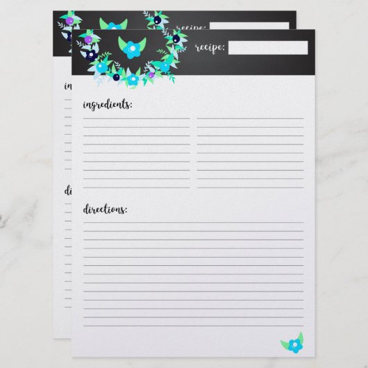 Eenvoudig geborsteld Recipe Mini Multomap invoegen Kaart (Voorkant / Achterkant)