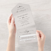 Eenvoudig gebroken-wit Ivory Elegant Calligraphy W All In One Uitnodiging (Afscheurbaar)