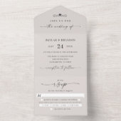 Eenvoudig gebroken-wit Ivory Elegant Calligraphy W All In One Uitnodiging (Binnen)