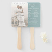 Eenvoudig gedempt blauw elegant huwelijksprogramma handwaaier (Voorkant en achterkant)