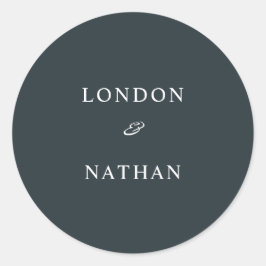 Eenvoudig gedempt blauw groen ronde sticker