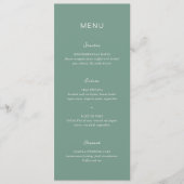 Eenvoudig Gedempt Groen Elegant Bruiloft Menu (Voorkant)