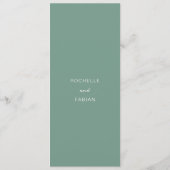 Eenvoudig Gedempt Groen Elegant Bruiloft Menu (Achterkant)
