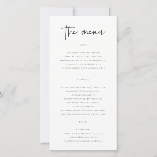 Eenvoudig gedenkteken met US Calligraphy Menu Kaar (Voorkant)