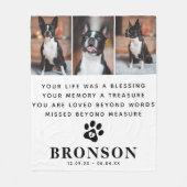 Eenvoudig gedenkteken Pet Loss Quote & Photo Colla Fleece Deken (Voorkant)