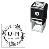 Eenvoudig gedopte Wreath Wedding Monogram Zelfinktende Stempel (In situ)