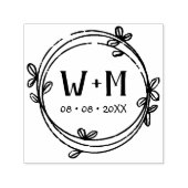 Eenvoudig gedopte Wreath Wedding Monogram Zelfinktende Stempel (Design)
