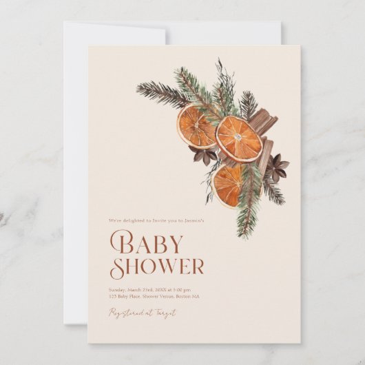 Eenvoudig gedroogd Sinaasappel plakjes & kaneel Ba Kaart (Voorkant)