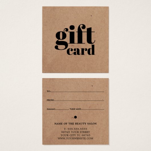 Eenvoudig gedrukte Kraft Beauty-kaartje Vierkante Visitekaartjes (Voorkant /achterkant)