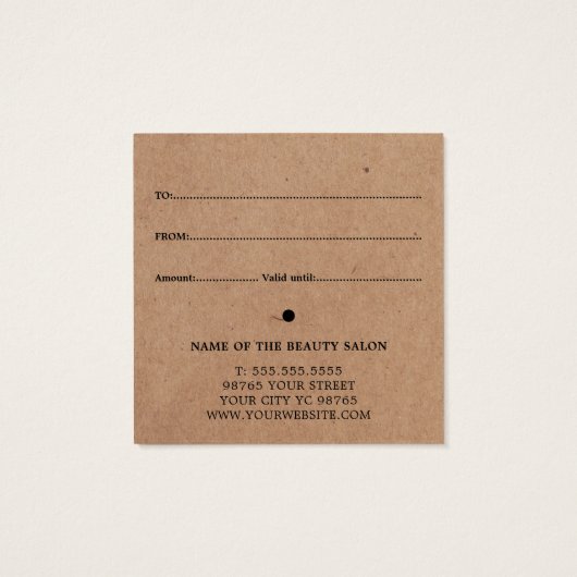 Eenvoudig gedrukte Kraft Beauty-kaartje Vierkante Visitekaartjes (Achterkant)