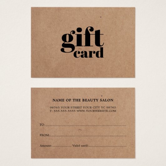 Eenvoudig gedrukte Kraft Beauty-kaartje Visitekaartjes (Voorkant /achterkant)