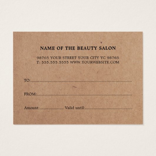 Eenvoudig gedrukte Kraft Beauty-kaartje Visitekaartjes (Achterkant)
