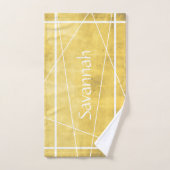 Eenvoudig geel Abstract Jouw naam gestript Bad Handdoek (Handdoek)