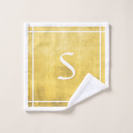 Eenvoudig geel Abstract Jouw naam gestript Bad Handdoek (Wasdoekje)