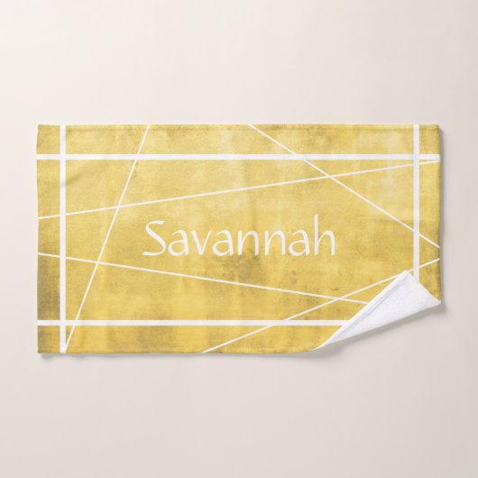 Eenvoudig geel Abstract Jouw naam gestript Bad Handdoek (Handdoek)