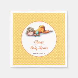 Eenvoudig geel Baby, neutraal Baby shower Servet