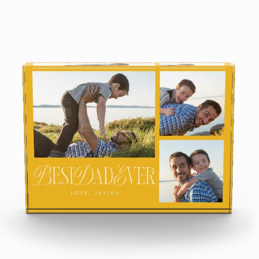 Eenvoudig Geel Beste Papa Ooit Collage Fotoblokken (Voorkant)