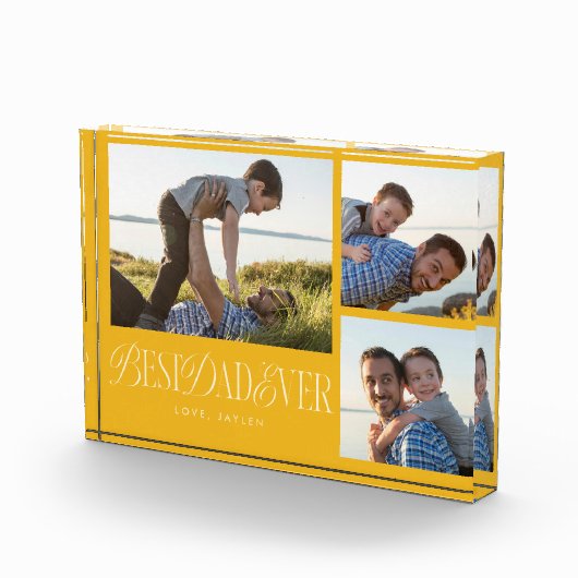 Eenvoudig Geel Beste Papa Ooit Collage Fotoblokken (Rechts)