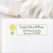 Eenvoudig geel bloemenretouradres etiket (Insitu)