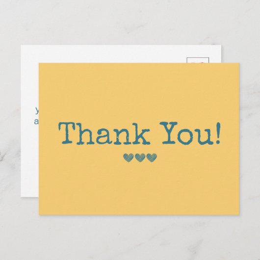 Eenvoudig Geel En Blauw Bedankt Voor Uw Bericht Briefkaart (Voorkant / Achterkant)