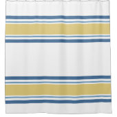 Eenvoudig geel en blauw gestreept douchegordijn (Voorkant)