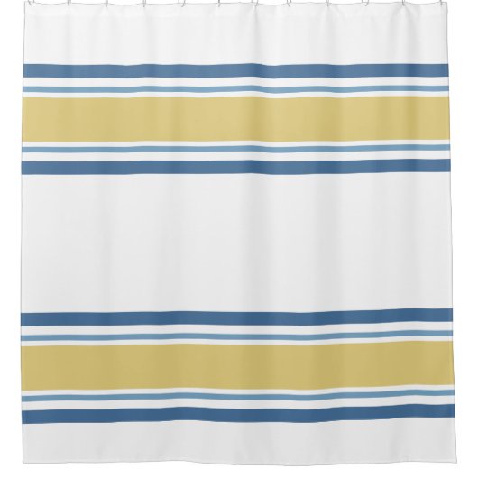 Eenvoudig geel en blauw gestreept douchegordijn (Voorkant)