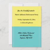 Eenvoudig geel en blauw Retirement Party Restauran Kaart (Voorkant)