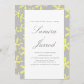 Eenvoudig geel en grijs Abstract marmer Weddenscha Kaart (Voorkant / Achterkant)