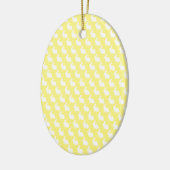 Eenvoudig geel en wit paasgeld keramisch ornament (Links)