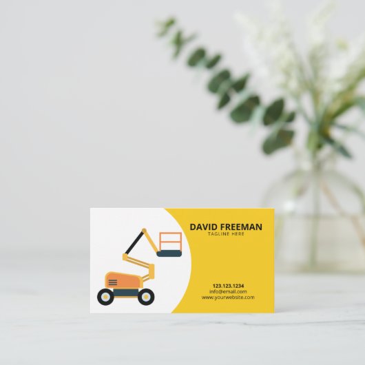 Eenvoudig geel en wit platform maken visitekaartje (Staand voorkant)