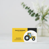 Eenvoudig geel en zwart tractorconstructie visitekaartje (Staand voorkant)