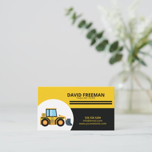 Eenvoudig geel en zwart-voorladerontwerp visitekaartje (Staand voorkant)