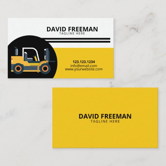 Eenvoudig geel en zwart, vorkhefconstructie visitekaartje (Voorkant / Achterkant)