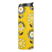 Eenvoudig geel folk bloemmotief thermosbeker (Gedraaid links)