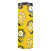 Eenvoudig geel folk bloemmotief thermosbeker (Achterkant)