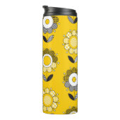 Eenvoudig geel folk bloemmotief thermosbeker (Geroteerd rechts)