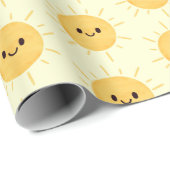 Eenvoudig Geel Gelukkig Lachend Zonneschijn Patroo Cadeaupapier (Rol Hoek)