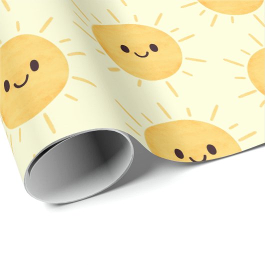 Eenvoudig Geel Gelukkig Lachend Zonneschijn Patroo Cadeaupapier (Rol Hoek)