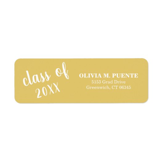 Eenvoudig geel gouden Afstuderen retouradres Etiket (Voorkant)