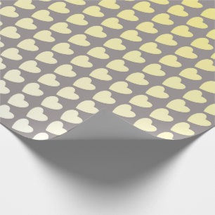 Eenvoudig Geel Grijs Hart Patroon Meisjesachtig Pa Cadeaupapier