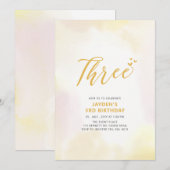 Eenvoudig geel hart 3de verjaardag kaart (Voorkant / Achterkant)