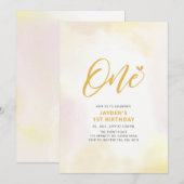 Eenvoudig geel hart een eerste meisjesfeest kaart (Voorkant / Achterkant)