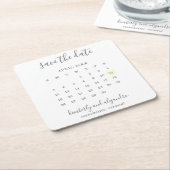 Eenvoudig geel kalenderdeeg - hart Opslaan datum Kartonnen Onderzetters (Schuin)