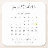 Eenvoudig geel kalenderdeeg - hart Opslaan datum Kartonnen Onderzetters (Voorkant)