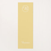 Eenvoudig geel kleurenblok monogram en naam yogamat (Achterkant)