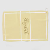  eenvoudig geel met aangepaste naam dames golfhanddoek (Horizontaal)
