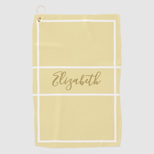  eenvoudig geel met aangepaste naam dames golfhanddoek (Voorkant)